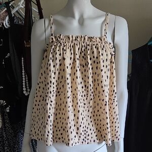 Aimee Kestenberg Cream Animal Print Smocked Camisole Top